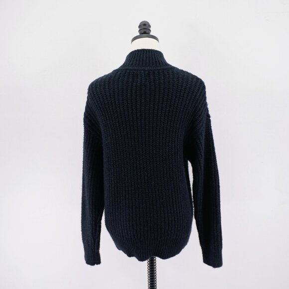 Gap Medium Black Cable Knit 1/2 Zip Sweater Cotton Polyester Acrylic Long Sleeve - Picture 5 of 9